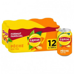 LIPTON - Ice Tea Boisson au thé pêche - pack de 12 canettes de 33 cl Sonico.fr