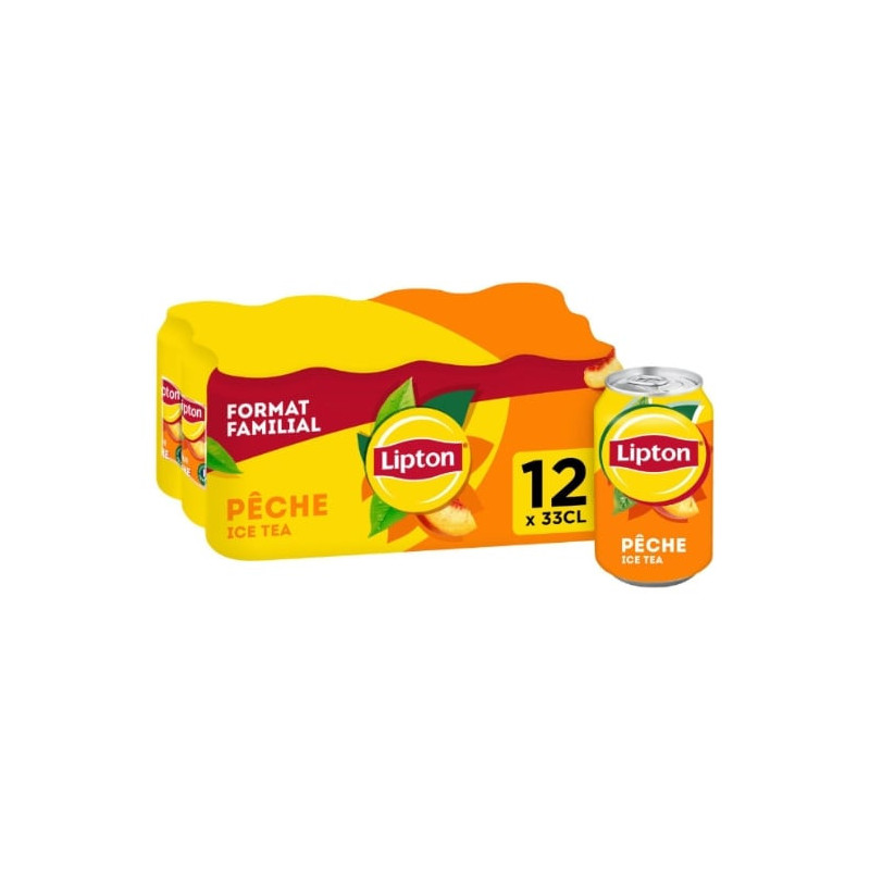 LIPTON - Ice Tea Boisson au thé pêche - pack de 12 canettes de 33 cl Sonico.fr