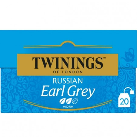 TWININGS - Russian Earl Grey Thé noir aromatisé bergamote citron - 20 sachets - 30 g  Sonico.fr