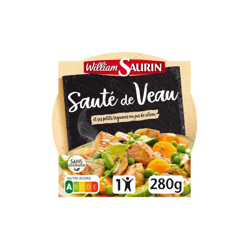 WILLIAM SAURIN - Assiette Micro-Ondable Sauté De Veau Petits Légumes Jus De Citron Huile D'Olive - 280 g Sonico.fr