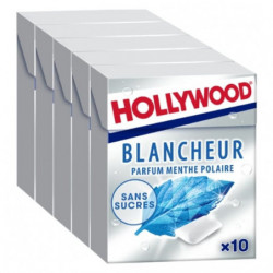 HOLLYWOOD - Blancheur Chewing-gum à la menthe polaire sans sucres - blistaer de 5 boîtes de 10 dragées - 70 g Sonico.fr