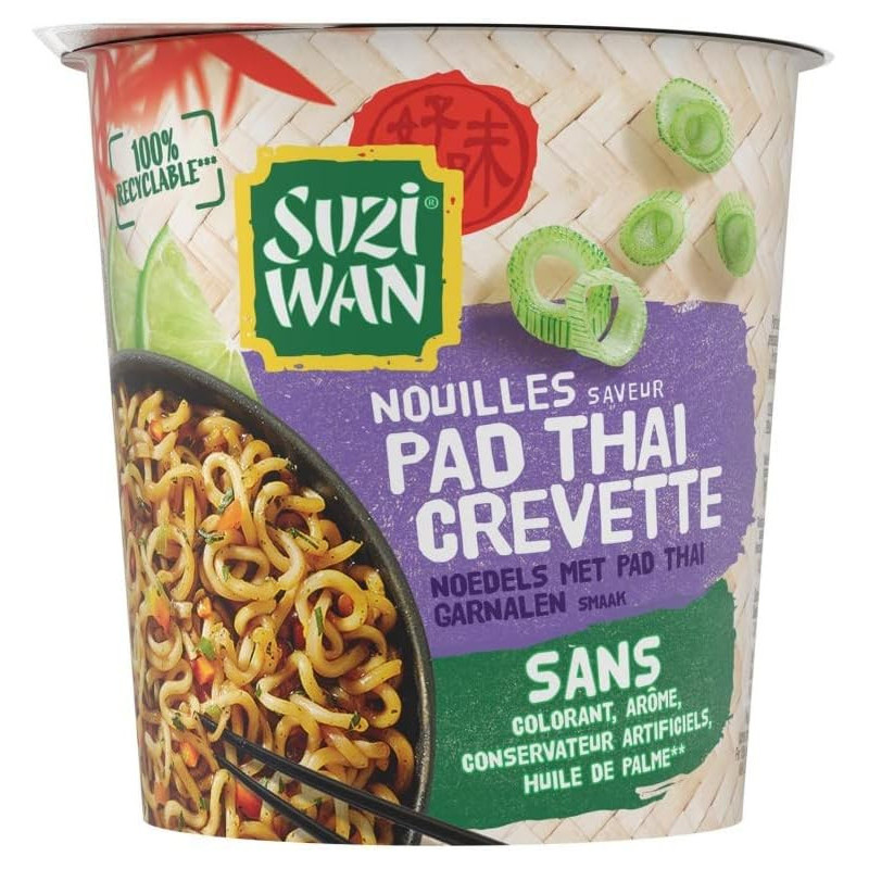 SUZI WAN - Nouilles En Pot Saveur Pad Thai Crevettes - pot de 65 g Sonico.fr