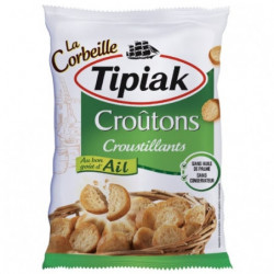 TIPIAK - La Corbeille Croûtons Croustillants Ail Format Familial Refermable - sachet de 300 g Sonico.fr