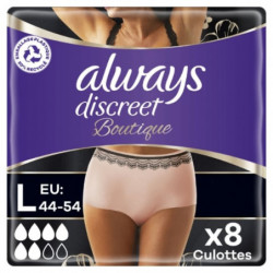 ALWAYS - Discreet Culottes Crèmes Plus Taille L  Fuites Urinaires - 8 Culottes Sonico.fr