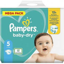 PAMPERS - Baby-Dry Taille 5 (11-16kg) - Couches Bébé - paquet de 76 couches Sonico.fr