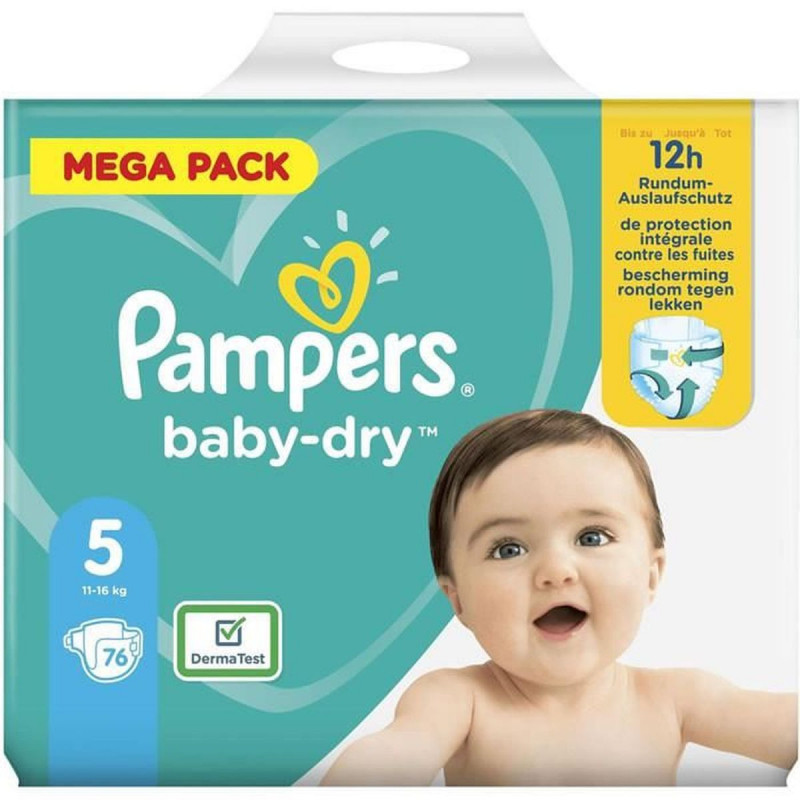 PAMPERS - Baby-Dry Taille 5 (11-16kg) - Couches Bébé - paquet de 76 couches Sonico.fr