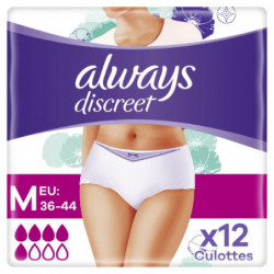 ALWAYS - Discreet Culottes Blanches Normal Taille M Fuites Urinaires - 12 Culottes  Sonico.fr
