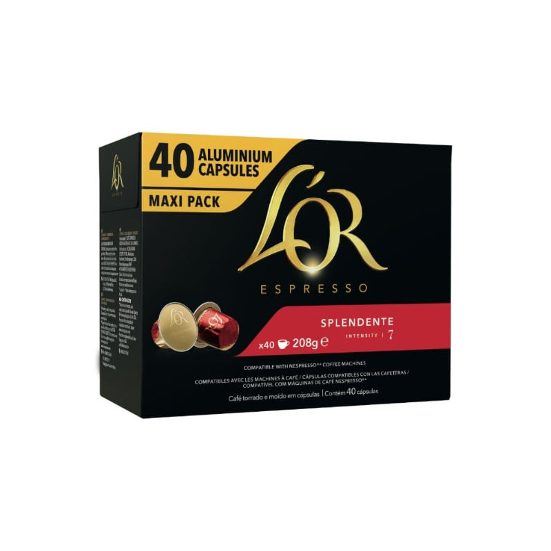 L'OR - Splendente Intensité 7 - boite de 40 capsules de café compatibles Nespresso Sonico.fr