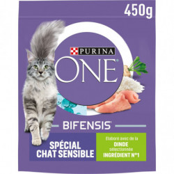 PURINA ONE - BIFENSIS Spécial Chat Sensible Croquettes Dinde - Sac de 450 g Sonico.fr