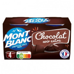 MONT BLANC - Crème Dessert Chocolat Extra Noir - paquet de 4 pots de 125 g Sonico.fr
