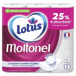 MOLTONEL - Papier toilette 3 épaisseurs Rose - 9 rouleaux Sonico.fr