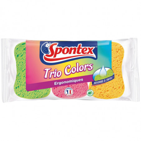 SPONTEX - Trio Color - blister de 3 Eponges ergonomiques  Sonico.fr