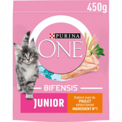 PURINA ONE - Croquettes pour chat Junior au Poulet - sac de 450 g Sonico.fr