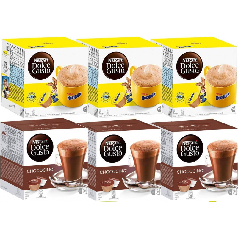 DOLCE GUSTO - Pack Familial Multi-Boissons Nesquik + Chococino - 6 x 16 capsules Sonico.fr