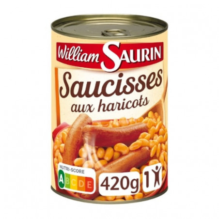 WILLIAM SAURIN - Saucisses aux Haricots Blanc - boîte de 420 g Sonico.fr