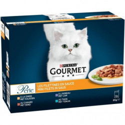 PURINA GOURMET - Perle Les Filettines Dinde Thon Canard Agneau Pâtée pour chat - 12x85 g Sonico.fr