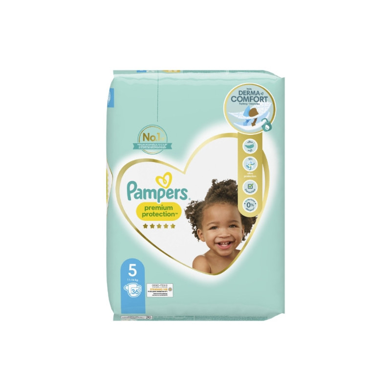 PAMPERS - Couches Premium Protection Taille 5 - paquet de 34 couches Sonico.fr