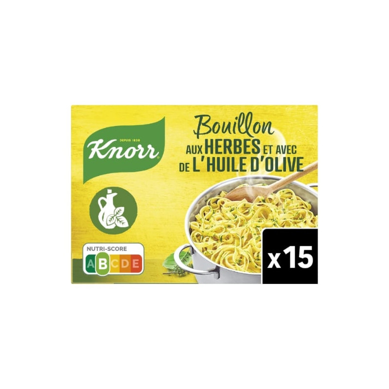 KNORR - Bouillon aux Herbes Huile Olive - boite de 15 cubes - 150 g Sonico.fr