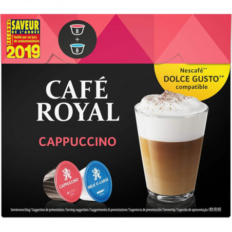 CAFE ROYAL - Cappuccino Café capsules Compatibles Dolce Gusto - boite de 16 capsules Sonico.fr