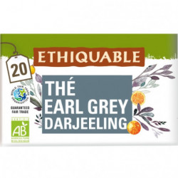 ETHIQUABLE - Thé noir Earl Grey Darjeeling Bio - boite de 20 sachets Sonico.fr
