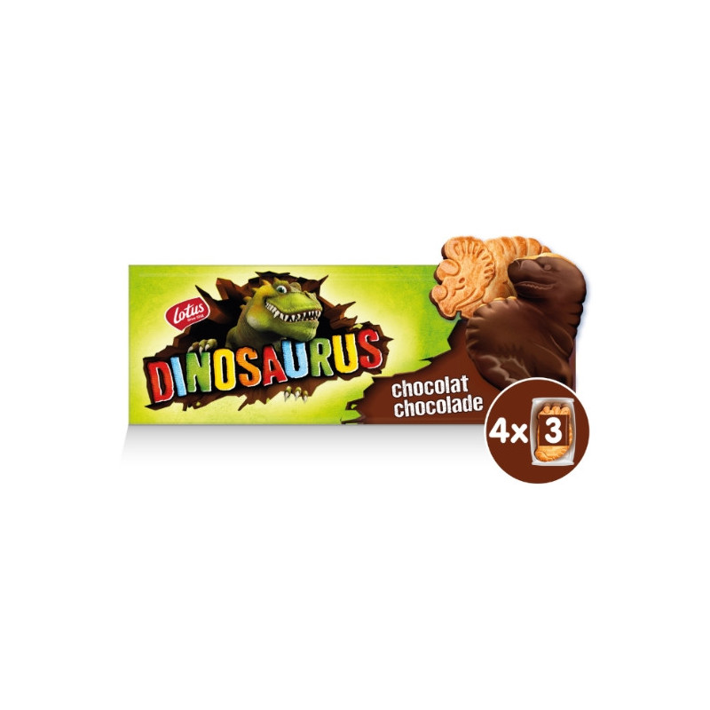LOTUS - Dinosaurus Biscuits nappés au Chocolat noir - boite de 225 g Sonico.fr