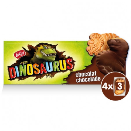 LOTUS - Dinosaurus Biscuits nappés au Chocolat noir - boite de 225 g Sonico.fr