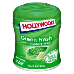 HOLLYWOOD - Green fresh Chewing-gum à la Menthe verte 60 dragées - boîte de 87 g Sonico.fr