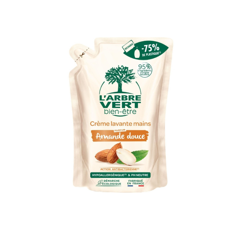 L'ARBRE VERT - Recharge crème lavante mains amande douce bio - 300 ml Sonico.fr