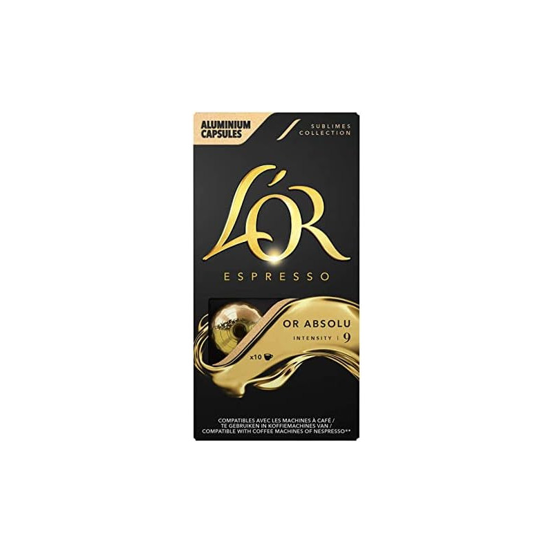L'OR - Café Espresso Or Absolu Intensité 9 - boite de 10 capsules Sonico.fr