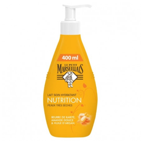 LE PETIT MARSEILLAIS - Lait Hydratant Nutrition Peaux Très Sèches Karité Amande Argan - 400 ml Sonico.fr