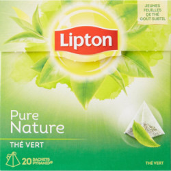 LIPTON - Pure Nature Thé vert - boite de 20 sachets Sonico.fr