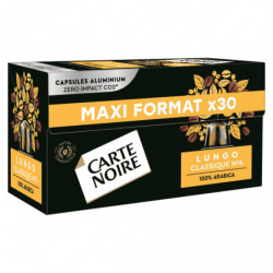 CARTE NOIRE - Café Lungo Classique N°6 Capsules Compatibles Nespresso - Paquet de 30 capsules Sonico.fr