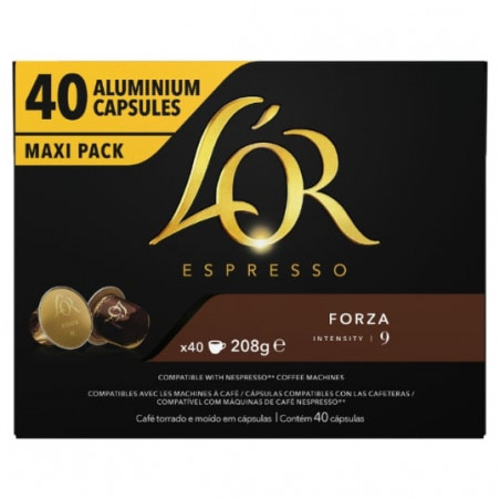 L'OR Espresso - Café Forza Intensité 9 - Capsules de café compatibles Nespresso - Paquet de 40 capsules Sonico.fr