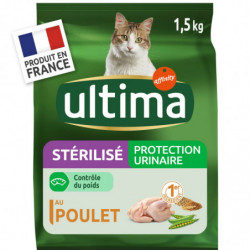 ULTIMA - Croquettes Chat Stérilisé Protection Urinaire au Poulet - Paquet de 1,5 kg Sonico.fr