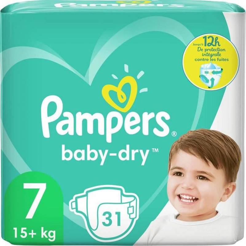 PAMPERS - Baby Dry Couches taille 7 (15kg+) - paquet de 31 couches Sonico.fr