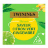 TWININGS - Thé Vert Saveur Citron Vert Gingembre - boite de 20 sachets Sonico.fr