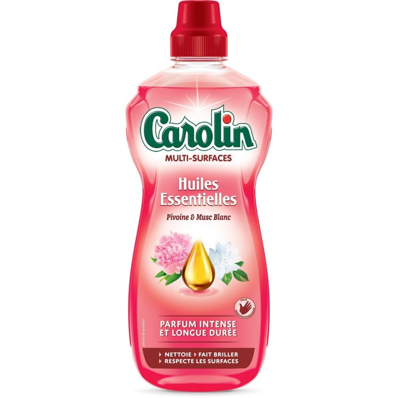 CAROLIN - Huiles Essentielles Pivoine Musc blanc Nettoyant ménager - flacon de 1 L Sonico.fr