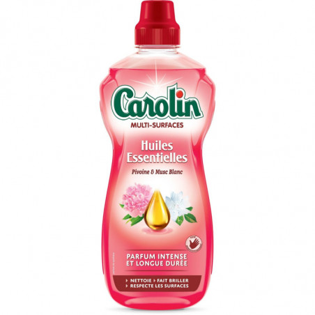 CAROLIN - Huiles Essentielles Pivoine Musc blanc Nettoyant ménager - flacon de 1 L Sonico.fr