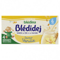 BLEDINA - Blédidej Lait et céréales Saveur Vanille bébé dès 6 mois - paquet de 4x250 ml  Sonico.fr