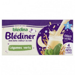 BLEDINA - Blédîner Céréales lactées aux légumes verts dès 6 mois - pack de 4 x 250 ml Sonico.fr