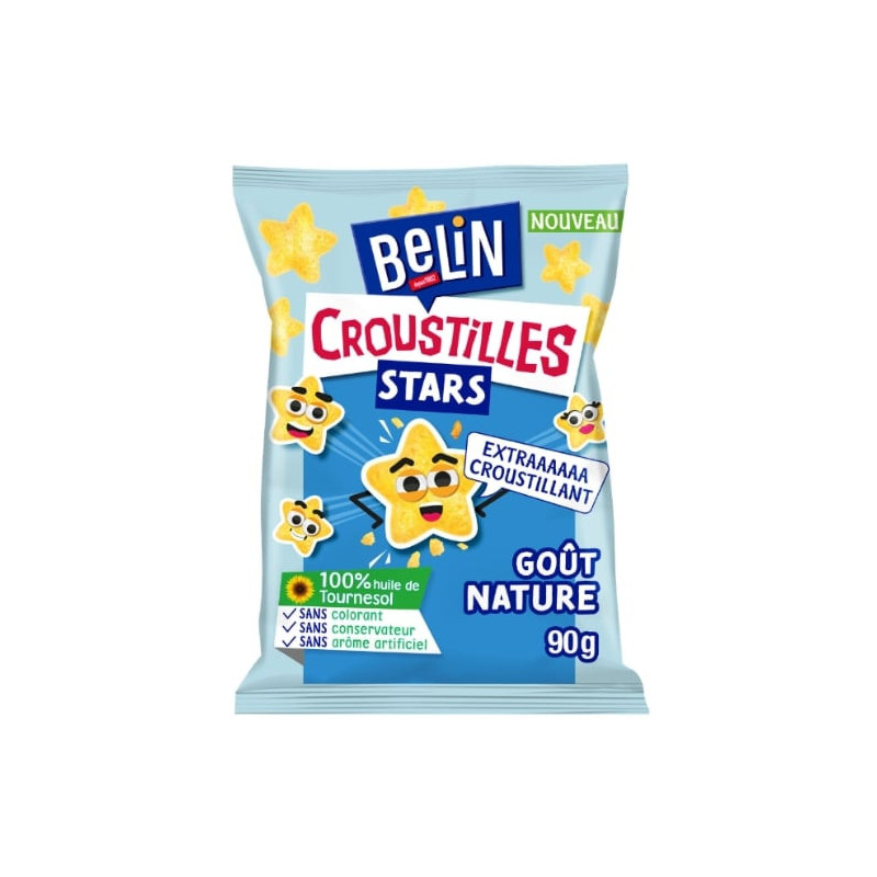 BELIN - Croustilles Stars Nature Biscuits apéritifs - sachet de 90 g Sonico.fr