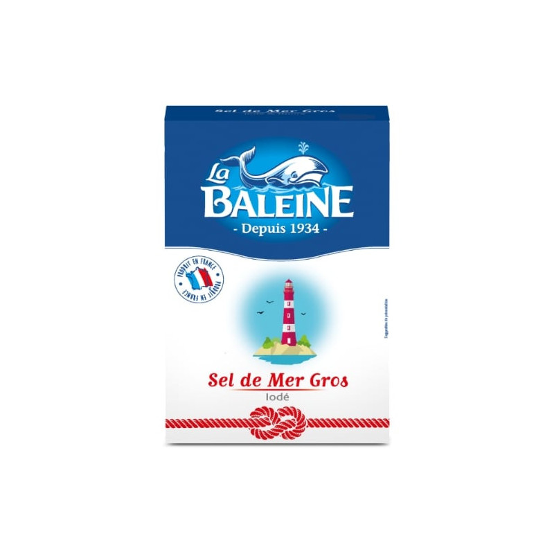 LA BALEINE - Sel de Mer Gros - Etui Carton de 1 Kg Sonico.fr
