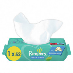 PAMPERS - Fresh Clean Lingettes nettoyantes pour bébé - paquet de 52 lingettes Sonico.fr