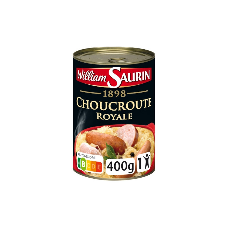 WILLIAM SAURIN - Choucroute Royale Riesling - Plat cuisiné - boite de 400 g Sonico.fr