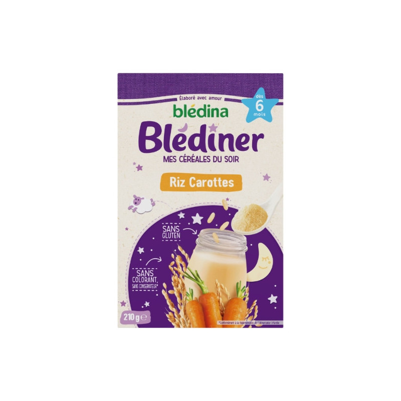 BLEDINA - Blédîner Céréales en poudre riz et carottes dès 6 mois - boite de 210 g Sonico.fr
