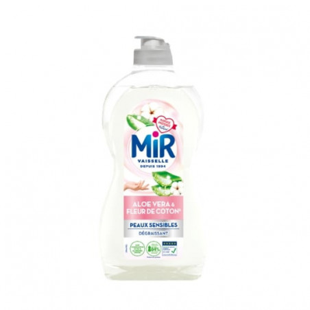 MIR - Liquide Vaisselle Dégraissant Peaux Sensibles Aloe Vera Fleurs de Coton - flacon de 450 ml Sonico.fr