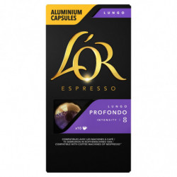L'OR - Espresso Profondo Lungo Intensité 8 - 10 Capsules de café en aluminium Compatible Nespresso Sonico.fr