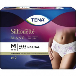 TENA - Silhouette Blanc Normal Taille M Fuites Urinaires - paquet de 12 Culottes Sonico.fr
