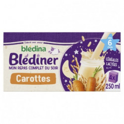 BLEDINA - Blédîner Céréales lactées carottes dès 6 mois - pack de 4 x 250 ml Sonico.fr