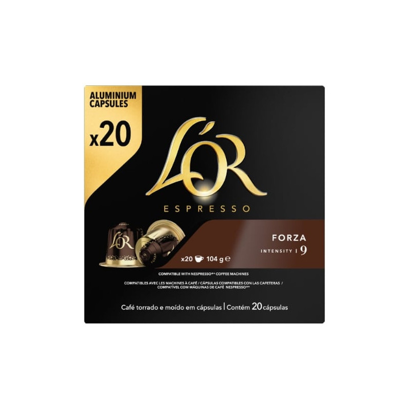 L'OR Espresso - Café Forza Intensité 9 - Capsules de café compatibles Nespresso - Paquet de 20 capsules Sonico.fr